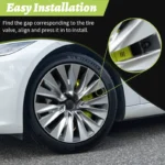 4PCS Hubcap for Model Y 2020-2024 19 Inch New Turbine Style Silver Black Cover Hub Cap Replacement Wheel Cap Design for Tesla
