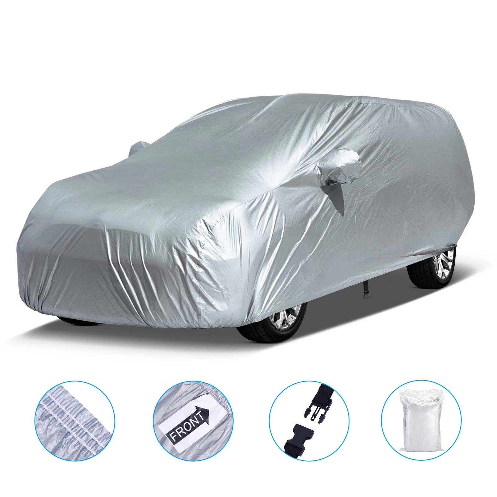 kf-Sd490081ba8c14e0ba95f39cd07d1759e8 Universal SUV/Sedan Full Car Covers Outdoor Waterproof Sun Rain Snow Dust Resistant Protection UV Car silver Auto Case Cover