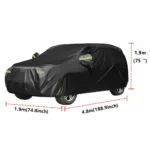 190*75*73in Black Full SUV Car Cover Waterproof Sun-Resistant Dust-proof UV Resistant Outdoor Auto Protection Cover