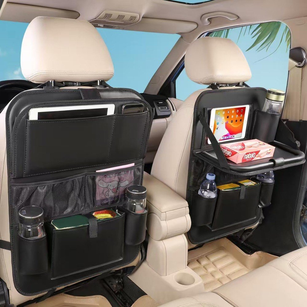 Leather Car Seat-Back Organizer – Premium Storage Pocket