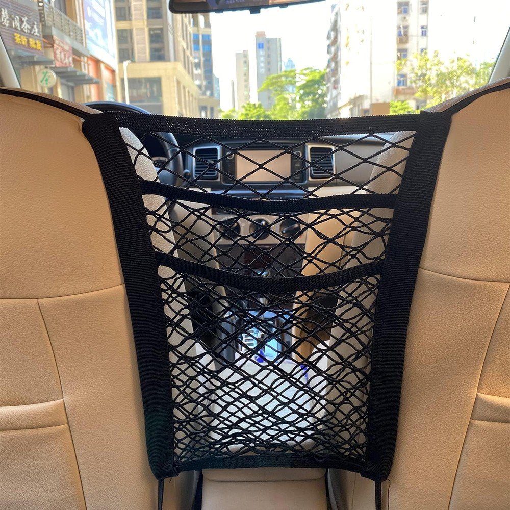 Mesh Seat-Back Car Organizer – Stretchy Storage Net