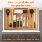 Expandable Bamboo Kitchen Drawer Organizer – Adjustable Cutlery & Utensil Tray