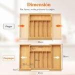 Expandable Bamboo Kitchen Drawer Organizer – Adjustable Cutlery & Utensil Tray