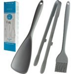 3-Piece Silicone Cooking Set – Spatula, Tongs & Basting Brush