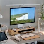 Bamboo Monitor Stand with Storage Drawer