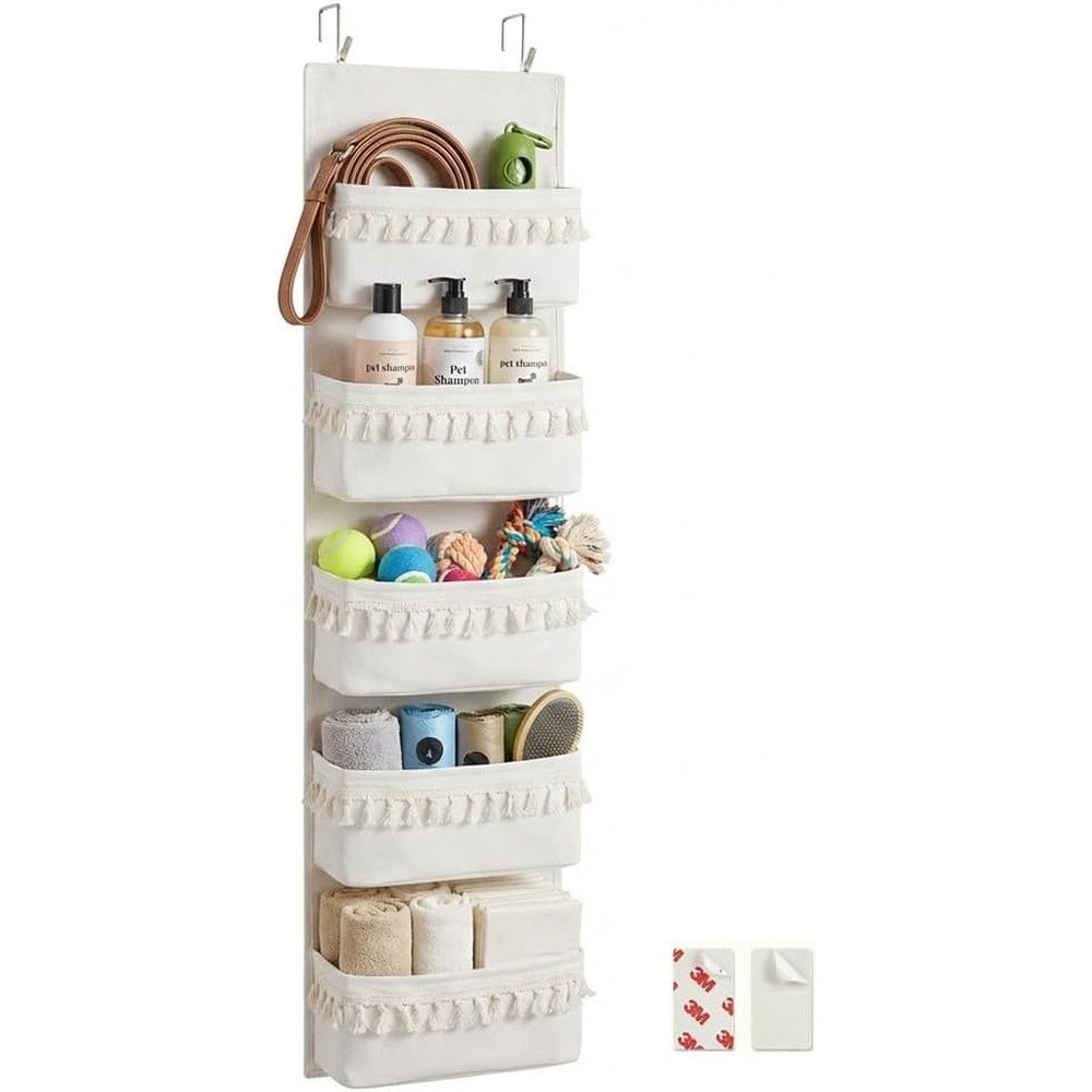 Over-Door Pet Supply Organizer – Hanging Leash & Toy Storage