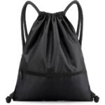 Water-Resistant Gym Drawstring Bag with Zip Pocket